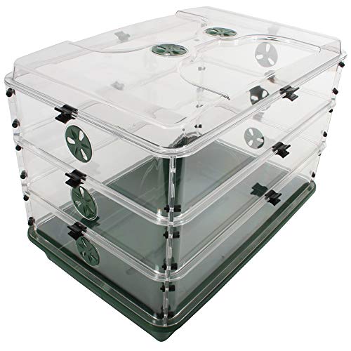 EarlyGrow 95457 24" x 15" x 16.75" Domed Propagator, Green, 3 Side Extenders and Locking Clip Set - size: 3 Side Extenders and Locking Clip Set