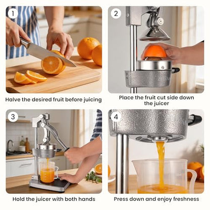 Manual Cast Iron Hand Press Juicer for Orange & Pomegranate