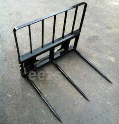 Skid Steer Attachment, 3 x 49" Hay Bale Spear w/Guard-WD, Rated 3000 LB, Quick Attach