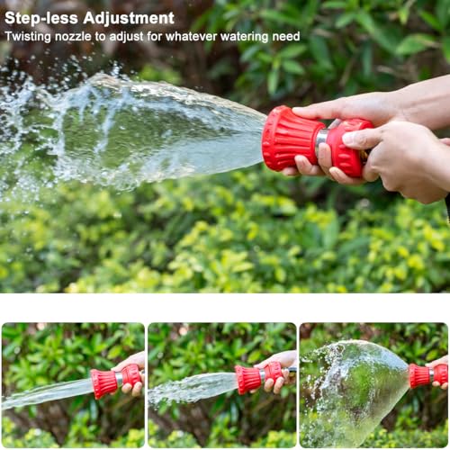 FANHAO Fireman Style Garden Hose Nozzle, High Pressure Adjustable Sprayer - color: Red