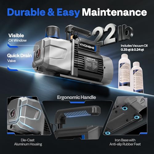 VIVOHOME A2L 3/4 HP 7.2CFM 2 Stage AC Vacuum Pump and Manifold Gauge Set - size: 7.2 CFM
