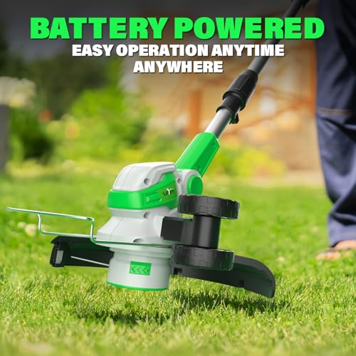 SOYUS 12" 20V Cordless String Trimmer Weed Wacker, 2×2.0Ah Battery&Charger