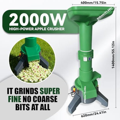 SQUEEZE master Hydraulic Fruit Wine Apple Press -10.7Gallon/40L with Electric Apple Crusher