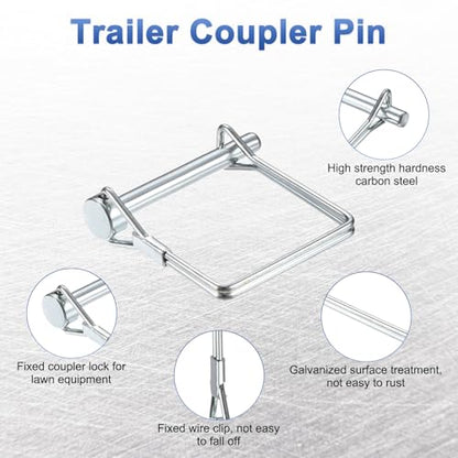 M METERXITY 4-Pack Trailer Coupler Pin, 0.24" Diameter 1.97" Long Carbon Steel Galvanized Square Lock Wire Hitch Pins for Farm Trailers/Lawn Mowers/Garden, Coupler PTO Shaft - size: 0.24"D x 1.97"L