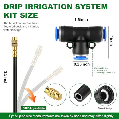 50FT Drip Irrigation System, 1/4" Garden Watering Misting System for Plant - size: 50FT