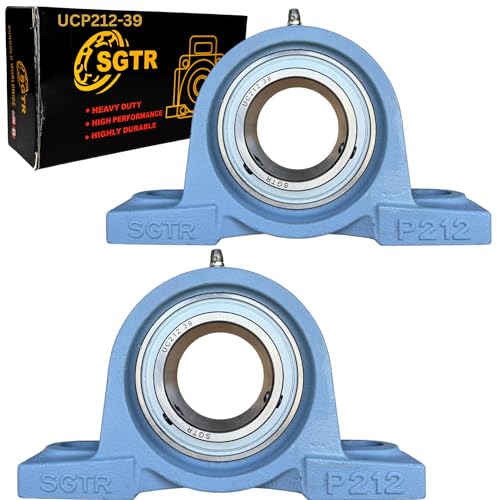 (2 Pack) Heavy Duty UCP212-39 Pillow Block Bearing, 2-7/16 inch Bore, Self-Aligning, Industrial Grade, Chrome Steel Bearing Units, Solid Cast Iron Units - size: UCP212-39
