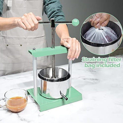 Fruit Wine Press and Crusher,100% Nature Apple&Grape&Berries Crusher Manual Juice Maker for Kitchen