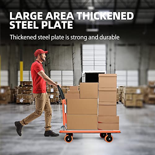 36"x24" Platform Truck Heavy Duty Cart, 1100Lbs Capacity - color: Orange