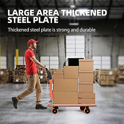 36"x24" Platform Truck Heavy Duty Cart, 1100Lbs Capacity - color: Orange
