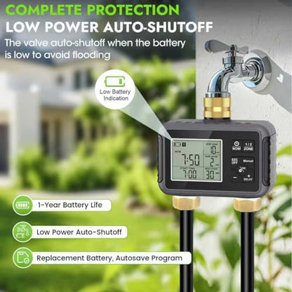 120FT Drip Irrigation System with Smart Water Timer - size: 120Ft Double-Tube Brass with Timer
