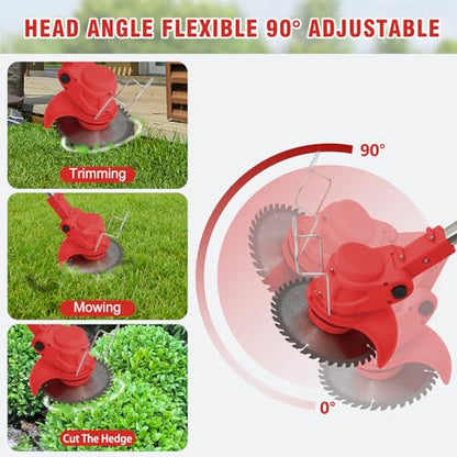 24V Electric Weed Wacker Cordless, 3 in 1 Battery Powered String Trimmer - color: Black-red