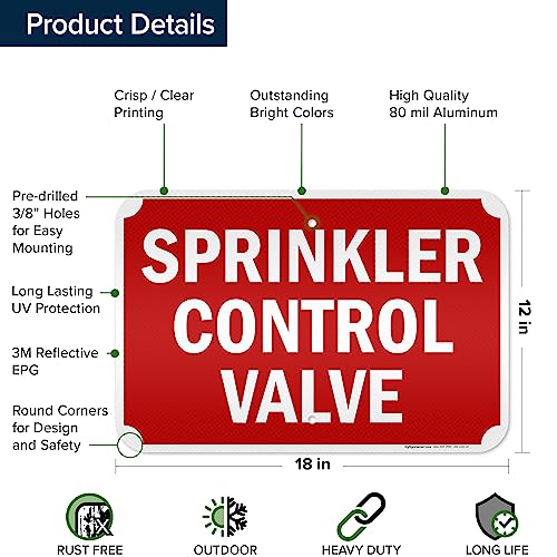 Sprinkler Control Valve Sign, 12x18 Inches, 3M EGP Reflective, Rust Free - size: 12x18 - Aluminum Reflective