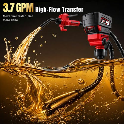 Fuel Transfer Pump for Milwaukee M18 Batteries, Cordless 3.7 GPM Flow