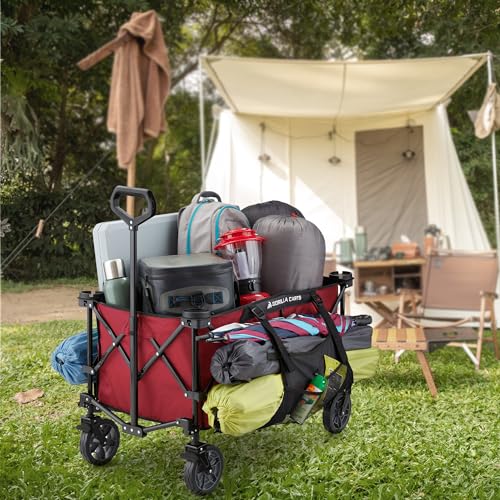 Gorilla Carts Collapsible Folding Outdoor Utility Wagon, 7 Cu Ft, Red - color: Red