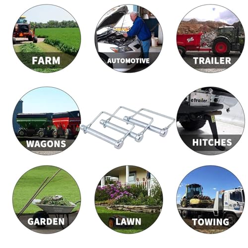 2 Pack 3/8x2-3/4in Trailer Coupler Pin, Heavy Duty Hitch Pin Towing Hitch Accessories Safety Wire Lock Pin Clip for Towing, Secure PTO Shaft, Trailers, RVs, Boats, and Farm Equipment
