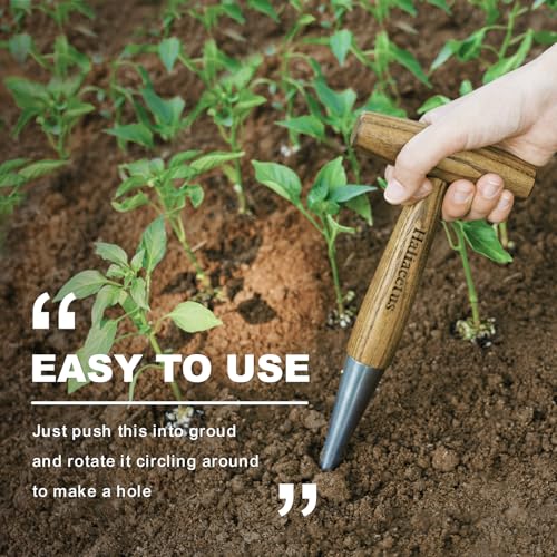 Haliaeetus Dibber Garden Tool, Stamped Stainless Steel Tip Seed Dibber