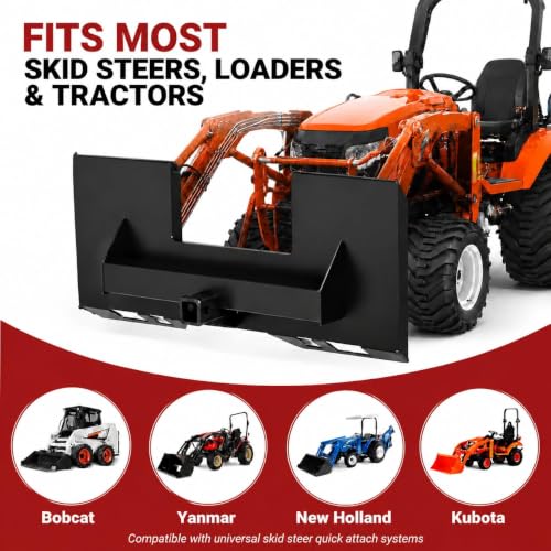 Garvee 1/4" Skid Steer Mount Plate w/ 2" Removable Trailer Hitch Receiver - color: Black