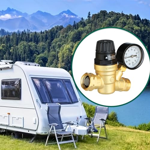 STMOUTUO RV Water Pressure Regulator Valve for Camper. Lead-Free Brass.