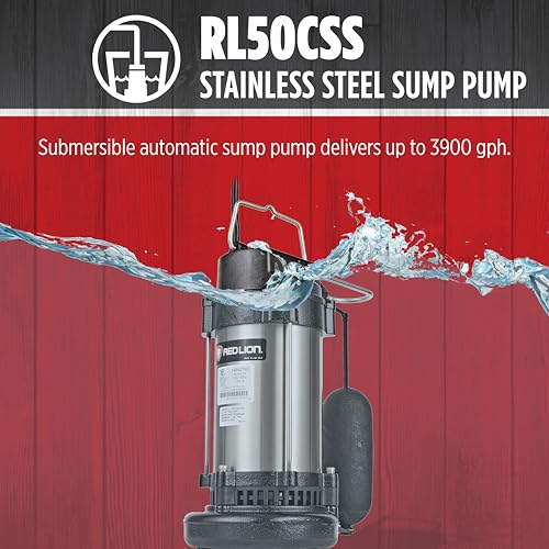 Red Lion RL50CSS, 115V, 1/2 HP, 3900 GPH Automatic Sump Pump, 10' Cord - style: 1/2 HP, 3900 GPH