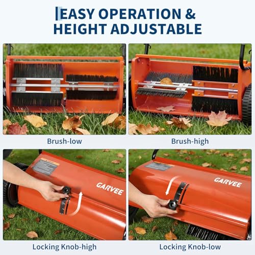 Garvee 26 Inch Push Lawn Sweeper, 7 Cu. ft Grass Cutter Yard Sweeper - color: Orange, size: 26 Inch