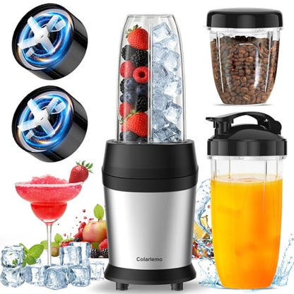 Colarlemo 1200W Smoothie Blender, Personal Kitchen Blender, Ice Crushing - color: Silver