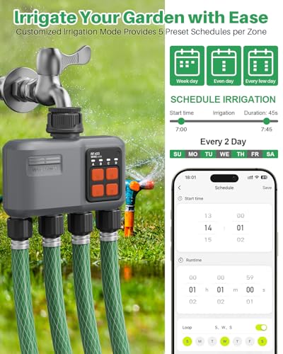 WiFi Sprinkler Timer 4 Zone, WiFi Smart Water Timer for Garden Hose - style: 4 Zone