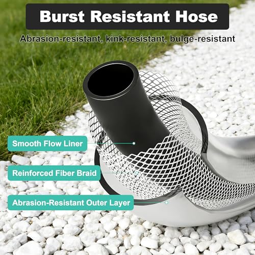 Retractable Garden Hose Reel - 1/2 in x 120 ft Automatic Wall Mount Heavy Duty Automatic Water Hose Reel with 9 Patterns Nozzle, Kink-Resistant Hose, 180° Swivel, Auto-Lock for Outdoor Watering - size: 1/2inch x 120ft