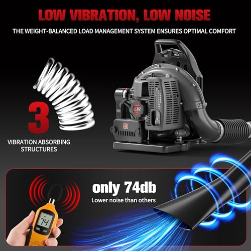 TDH Backpack Leaf Blower,63CC Backpack Blower with 665 CFM & 205 MPH - color: Black