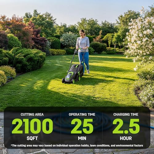 STEELITE 13-Inch Cordless Electric Lawn Mower for Small Yards