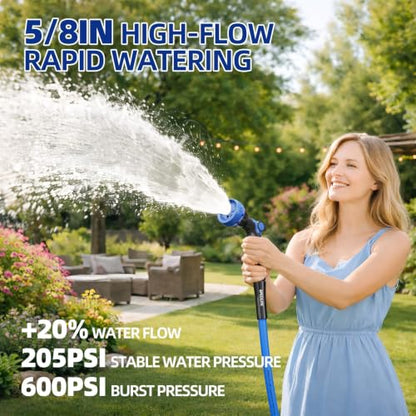 SPECILITE Hot/Cold Retractable Garden Hose Reel 50ft x 5/8", Blue - color: Blue