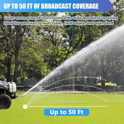Upgraded Boomless Sprayer Nozzle with Quick-Mount Bracket, 90° & 180° Half/Full Broadcast Spray Nozzle, Replaces 6541-01-CSK, 50 Ft Coverage, Solid Brass for ATV UTV Trailer Sprayers