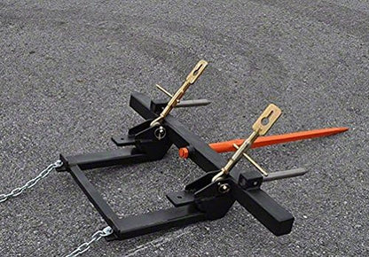 Bucket Hay Bale Spear Attachment w/ 43" Prong & Stabilizer Spikes. Rated 3000 Lb - Sr.2 - size: 1 x 43"