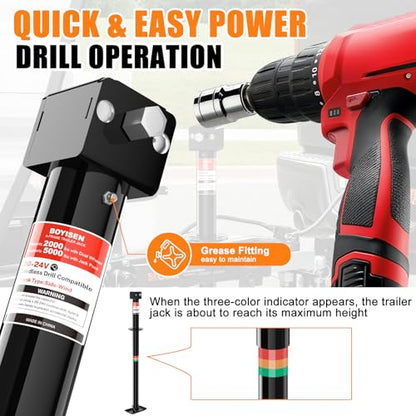 BOYISEN A-Frame Trailer Jack 2-in-1 5000lbs Foot Plate & 2000lbs Dual-Wheel