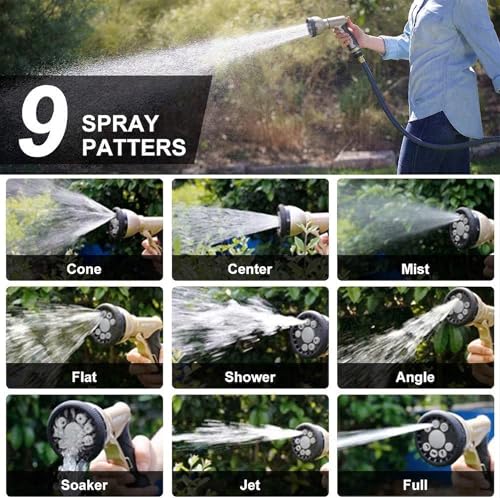 Garden Hose Nozzles,9 Spray Patterns Heavy Duty Metal Hose Sprayer Nozzle | Hose Nozzle Spray High Pressure Slip Resistant Water Sprayer for Plants & Lawns Watering,Car Washing and Pet Showering Gray - color: Gray