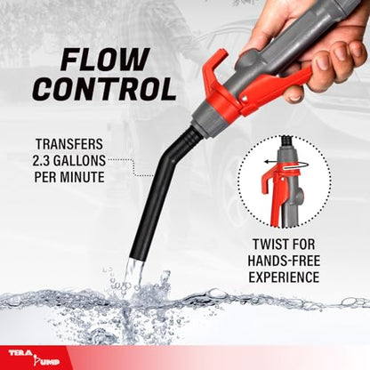 TeraPump 2nd Gen TREP01-TXL E85 Electric Gas Transfer Pump - style: Battery Powered - 10ft Hose