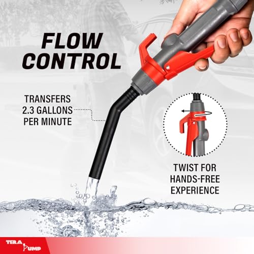 TERA PUMP Portable Battery Powered Gas Transfer Pump, New Gen - style: XL Nozzle Telescopic Stick Pump