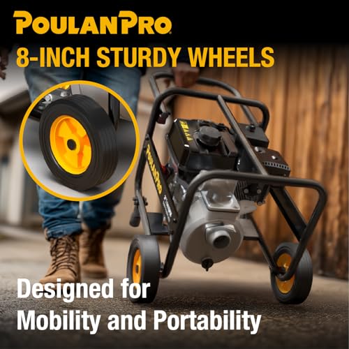 Poulan Pro 2-inch Semi Trash Pump with Wheels, 6HP 212cc 4-cycle Engine - size: 2 inch with wheels