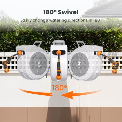 Giraffe Tools Garden Retractable Hose Reel 1/2" x 65FT,Wall Mounted