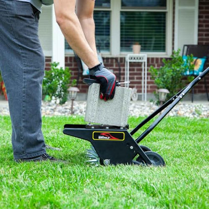 Brinly 20" Premium Push Spike Aerator with 3D Galvanized Steel Tines and Weight Tray
