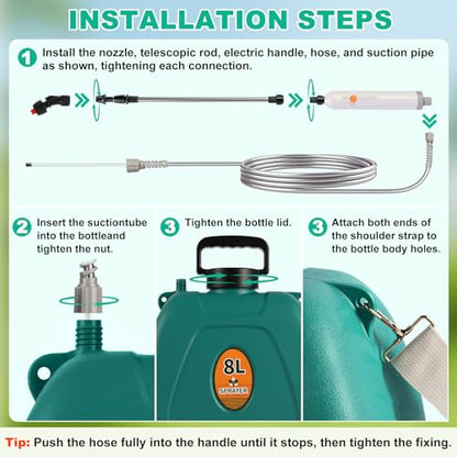 2 Gallon Battery Sprayer with 2 Speeds & Telescopic Wand