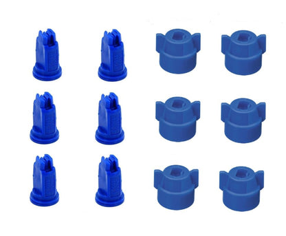 Pack of 6 - TeeJet Flat Spray Tips Blue 110° 0.3 GPM @ 40 PSI & Nylon Caps