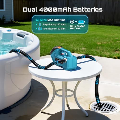 SEESII Cordless Transfer Pump for Water/Diesel, 760GPH & 65FT Lift, 2×4.0Ah