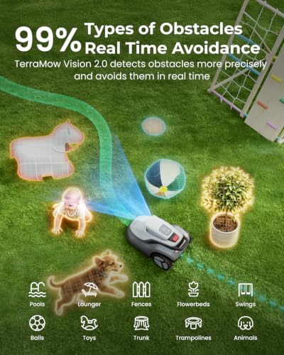 TerraMow V1000 Robotic Lawn Mower, Max 0.3 Acre, No Wire/RTK, Auto Mapping - size: V1000-12Blades