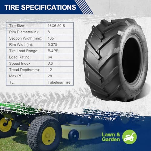MaxAuto Ag Tractor Tires 16x6.50-8 & 23x10.50-12 Lawn Mower Agriculture Farm Tire, Super Lug 6-Ply Tubeless Tire,16x6.5-8 Front & 23x10.5-12 Rear Garden Golf Riding Turf Tires, 4 Pack in 2 Packages - size: 16X6.50-8&23X10.50-12