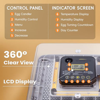48 Incubators for Hatching Eggs, Egg Incubator with Automatic Egg Turning and Humidity Control, Temp Control, Egg Candler, Auto Water Refilling, Incubator for Chicken Eggs, Duck and Quail Eggs