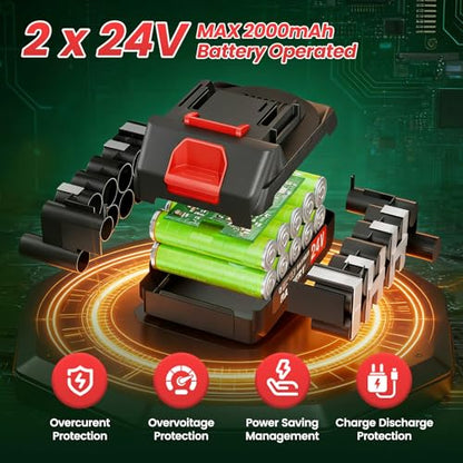 24V Electric Weed Wacker Edger Lawn Tool,2 2.0Ah Battery Powered Weed Eater - color: Cream