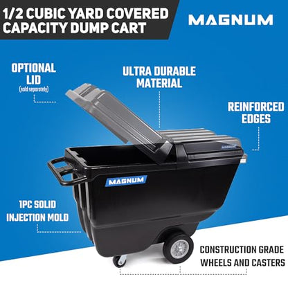 Tilt Truck, 1/2 Cu. Yd. Capacity Dump Cart with Heavy Duty 12” Wheels & 5” Casters for Handling, Transporting on Construction Jobsites, 750 lbs, Trash Cart with Wheels DUC12A-04PK (4-Pack) - size: Heavy-Duty Wheels, style: No Frame