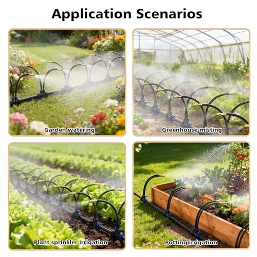 Drip Irrigation System 2 Ports - 360°Adjustable Garden Watering System - size: 50FT
