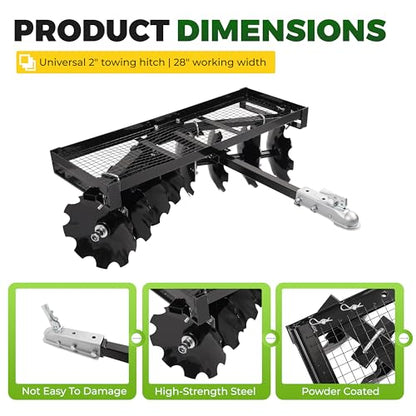 ALMULOO 4 FT Tow-Behind Notched Disc Harrow Plow Attachment for Use