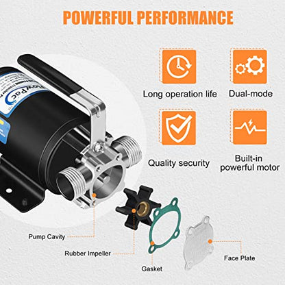 12V Water Transfer Pump 1/10HP Electric Water Pump Utility Pump-Ciger - style: Black-dual mode